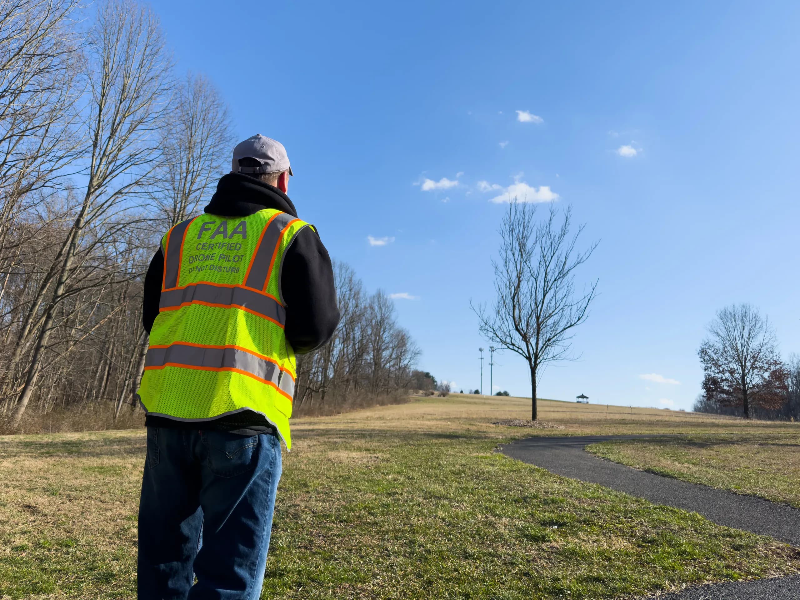 ZigZag Aerial FAA-certified drone pilot on site in Chester County, Pennsylvania